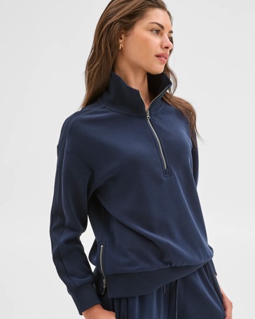 Petites Active Studio Lounge Half Zip Knit Jumper