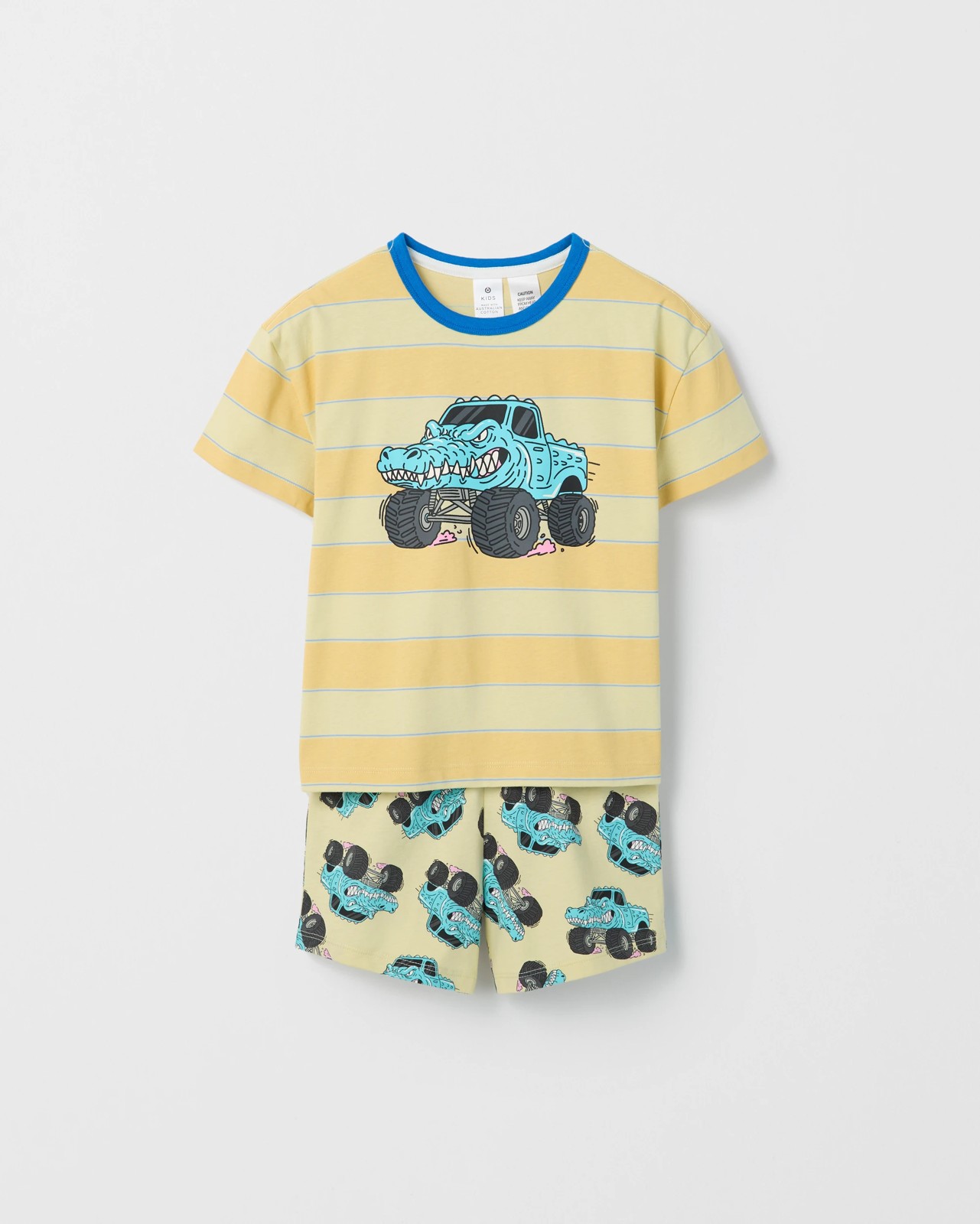 Australian Cotton Younger Boys Oversized Jersey Pyjama Set - Monster Truck Multi 6 of 6