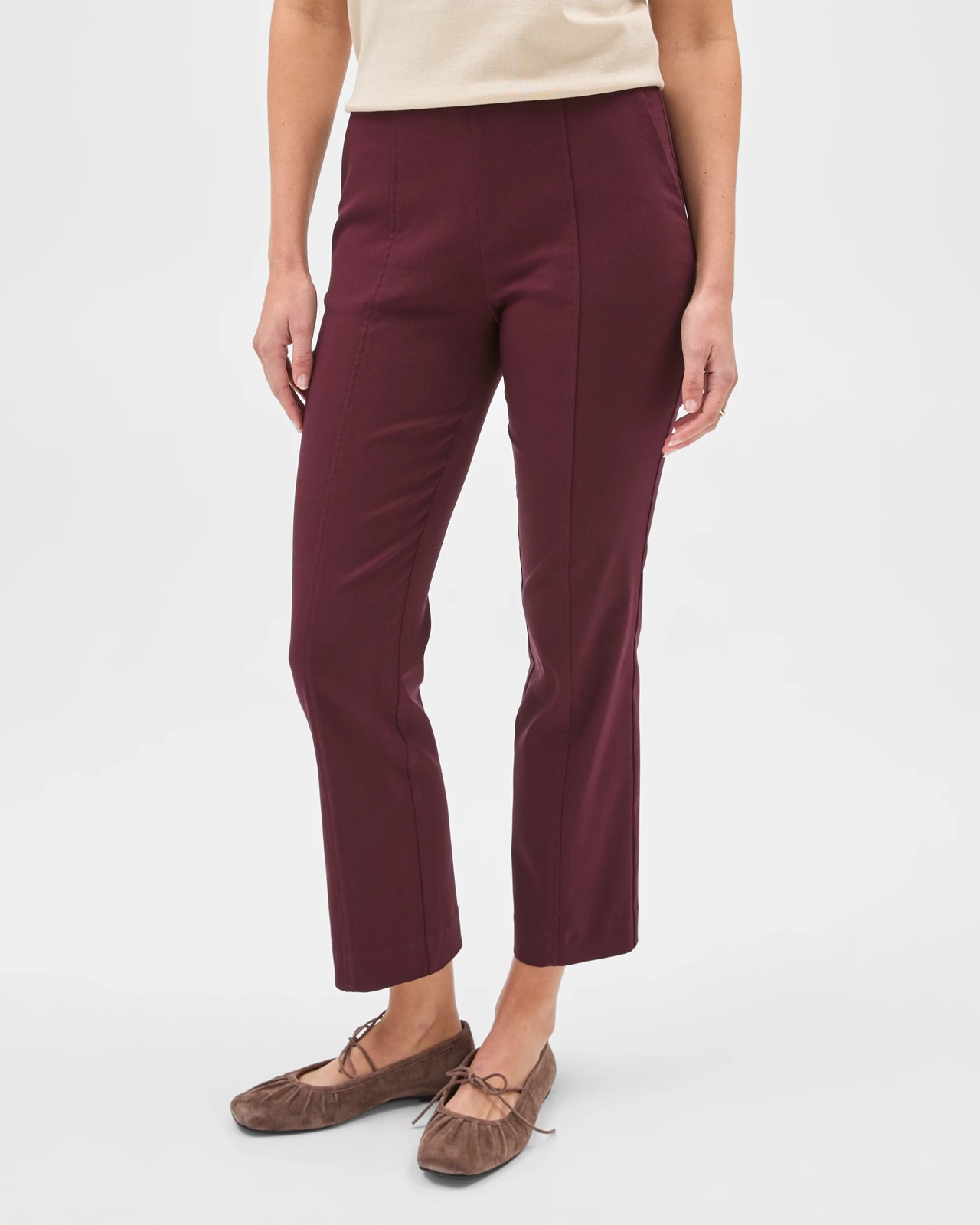 Preview Bengaline Crop Length Kick Flare Pants - Pinot 5 of 5