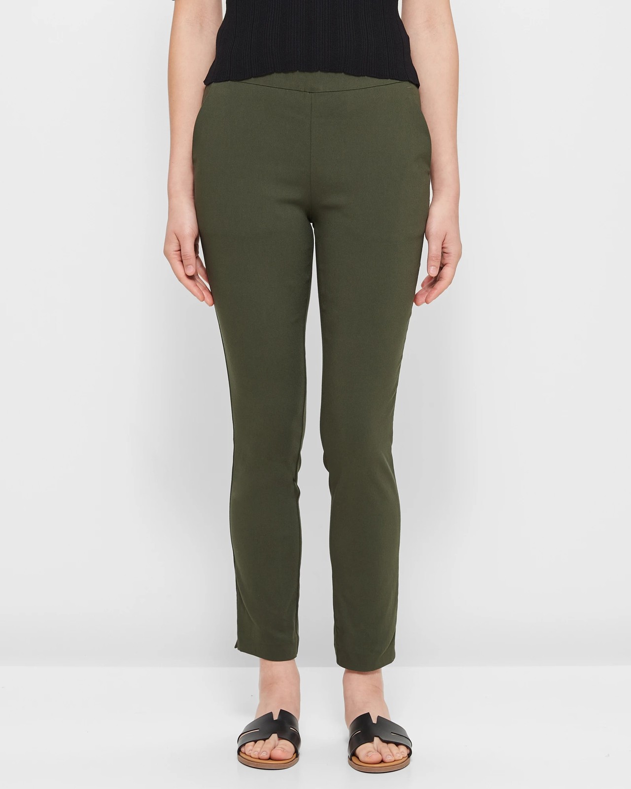 Carrie Ankle Length Bengaline Pants - Preview - Khaki