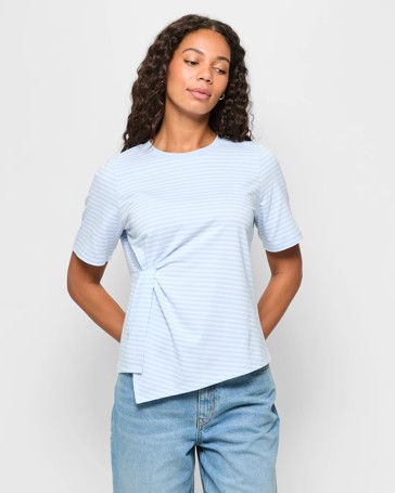 Australian Cotton Blend Asymmetrical Tuck T-Shirt