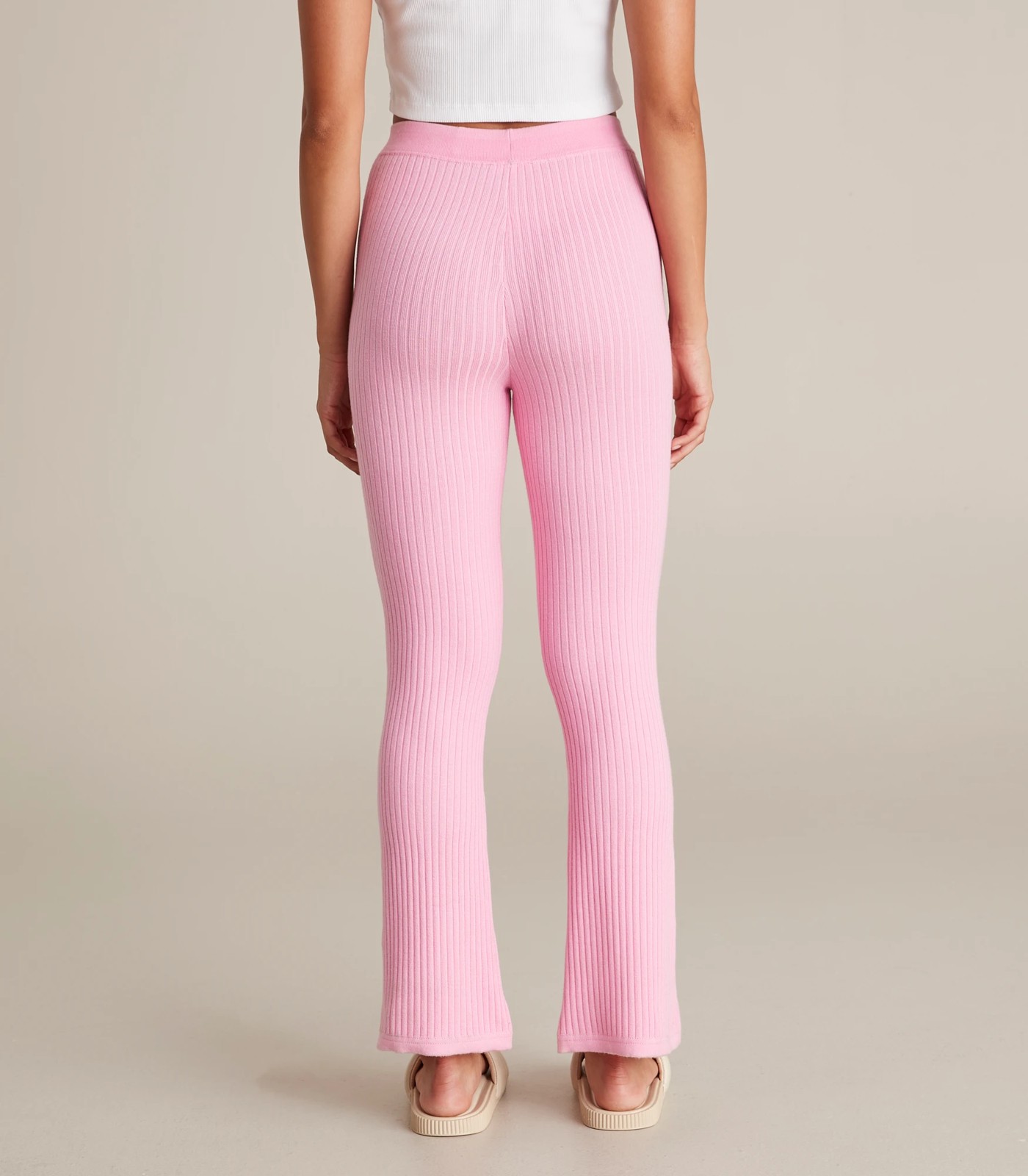 ORGANIC COTTON FLARE PANTS - LIGHT PINK