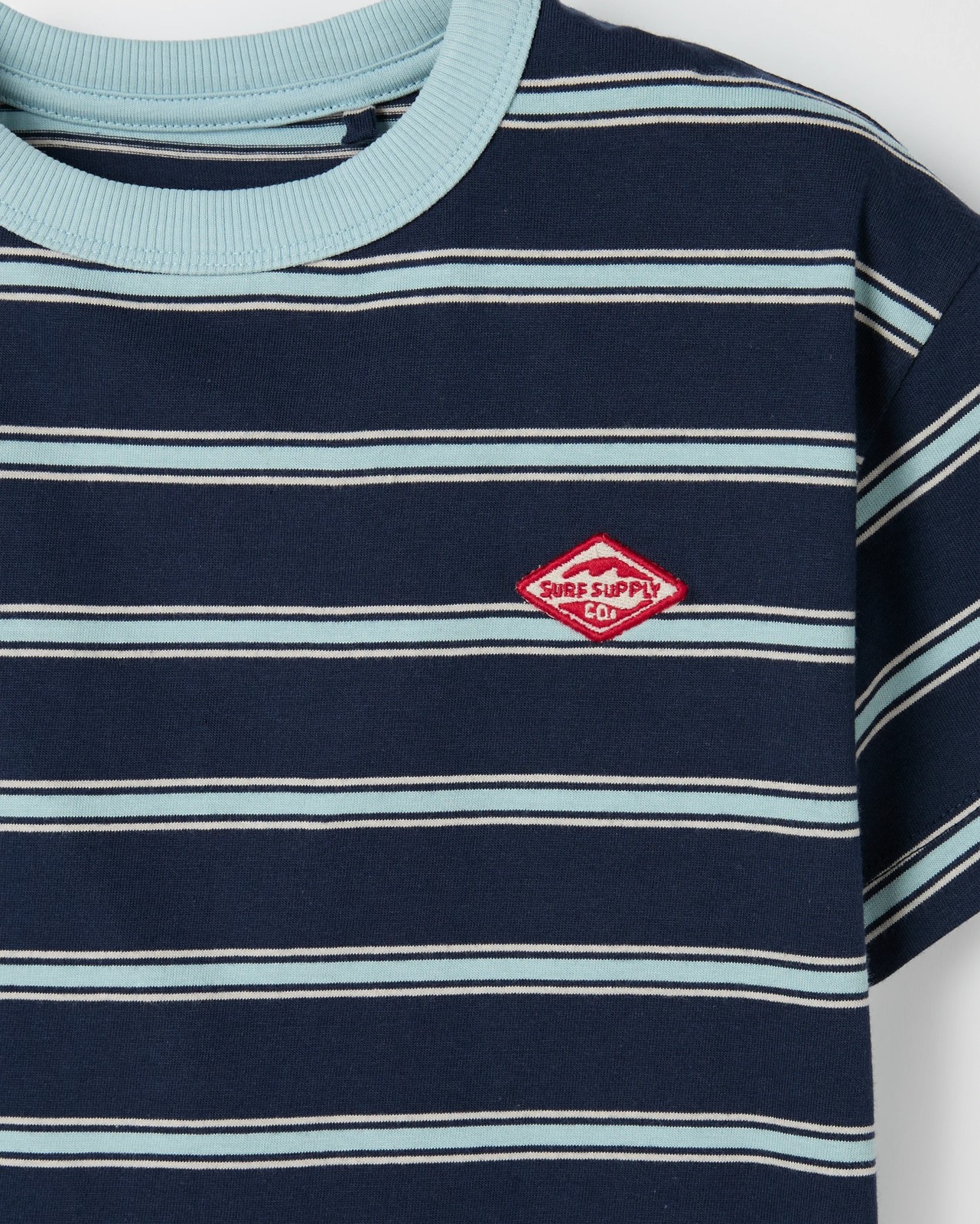 Australian Cotton Oversized Stripe T-Shirt - Navy 2 of 2