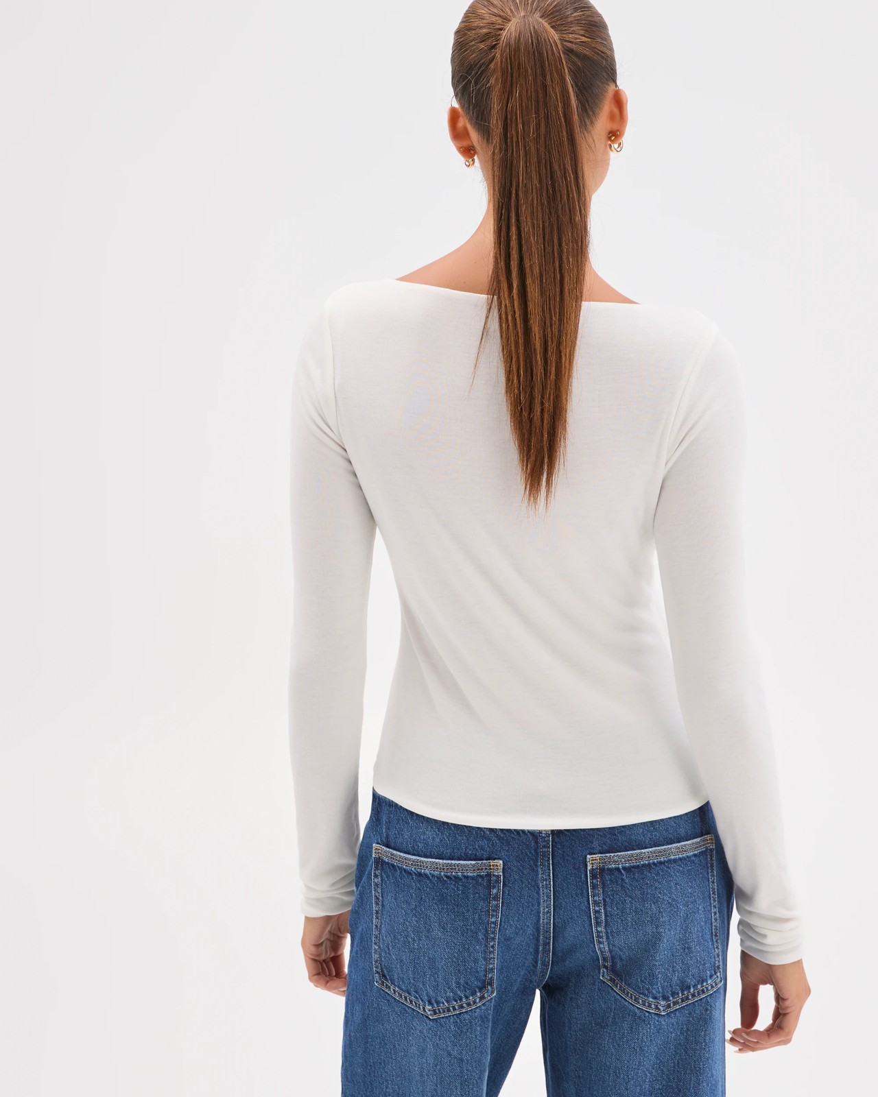 Lily Loves Double Layer Boat Neck Long Sleeve Top - Jet Stream 6 of 6