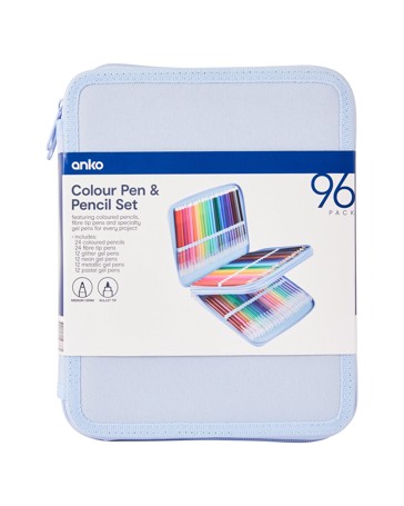 Anko 96 Pack Colour Pen & Pencil Set