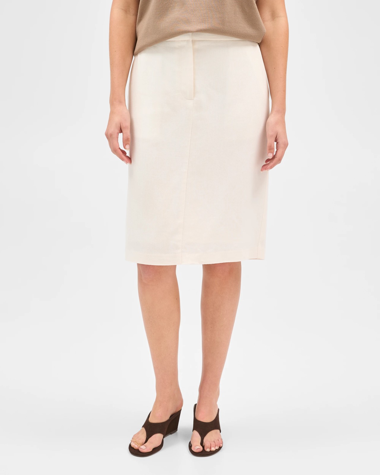 Preview Linen Blend Tailored Pencil Skirt - Cloud Dancer 5 of 5