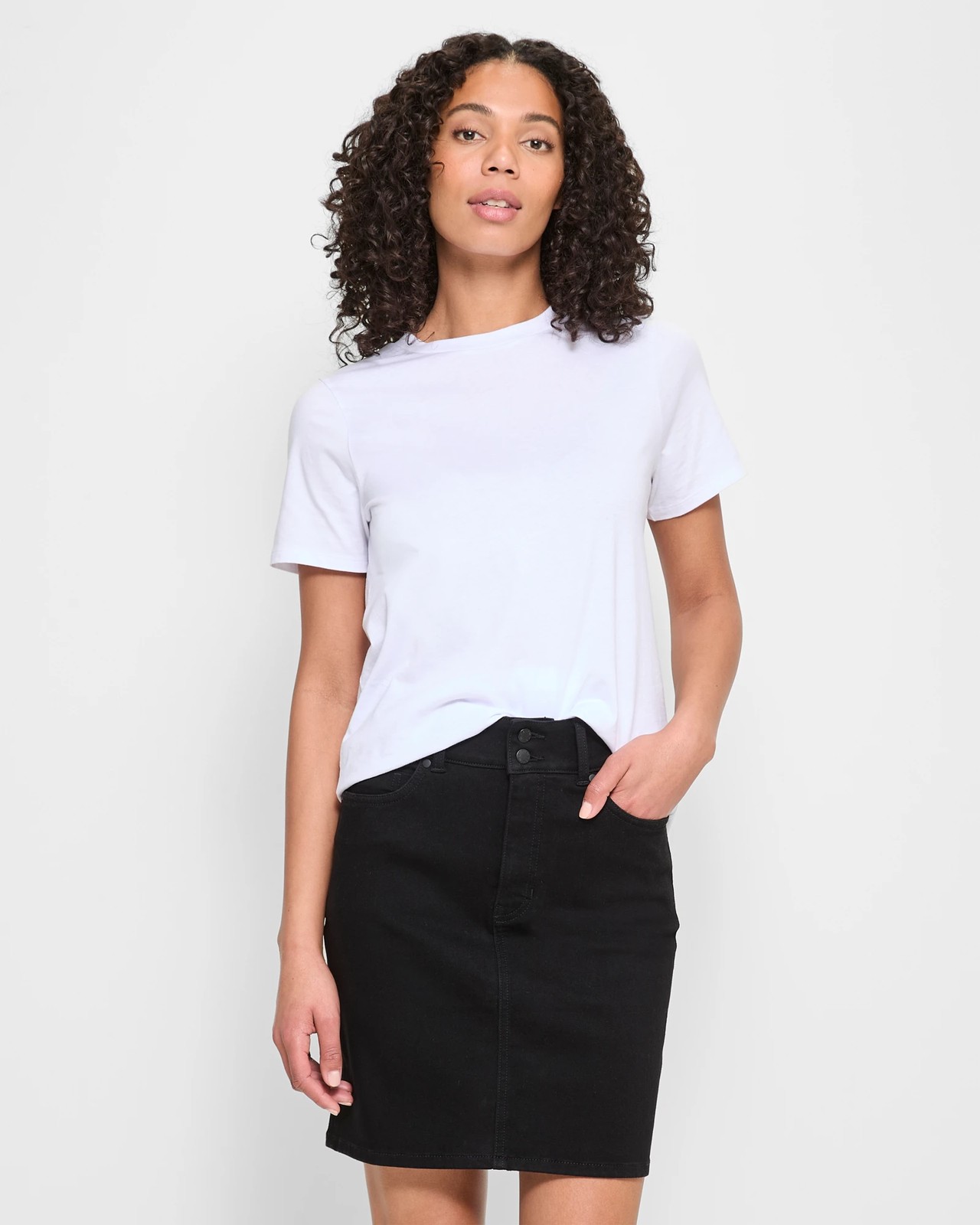 Black pencil denim skirt hotsell