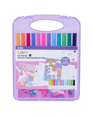 Anko On The Go Unicorn Colouring Marker Case