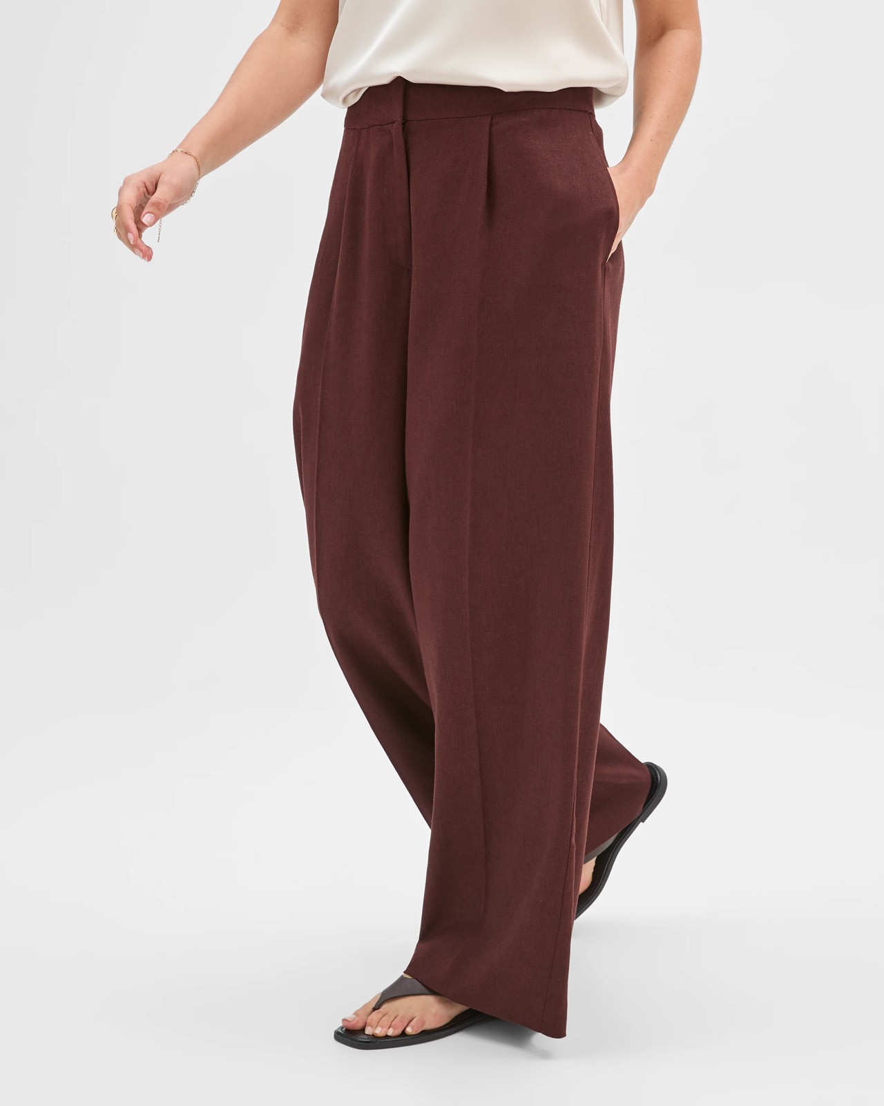 Preview Tailored Wide Leg Pants - Dark Chocolate 5 of 6
