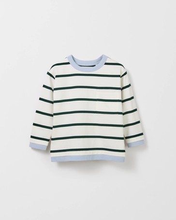 Australian Cotton Stripe Long Sleeve Pocket T-Shirt