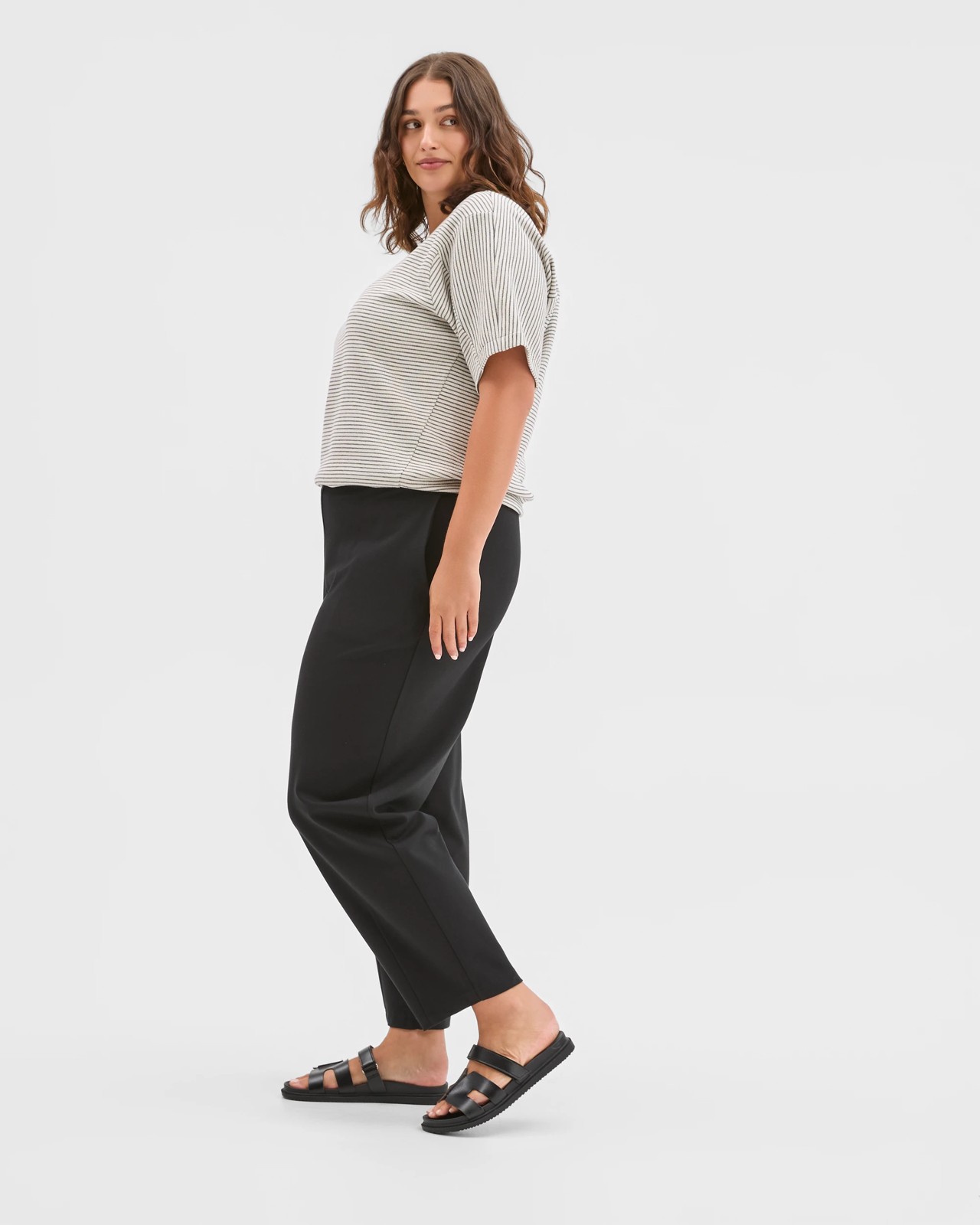 Plus Size Ponte Ankle Length Barrel Leg Pants 6 of 6