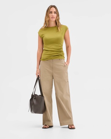 Australian Cotton Blend Soft Touch Front Gathered Seam T-Shirt