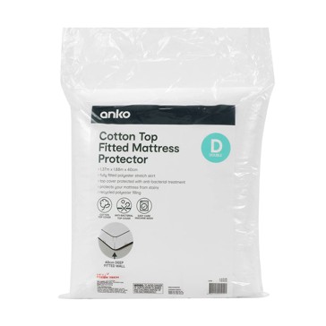 Cotton Top Fitted Mattress Protector, Double Bed - Anko