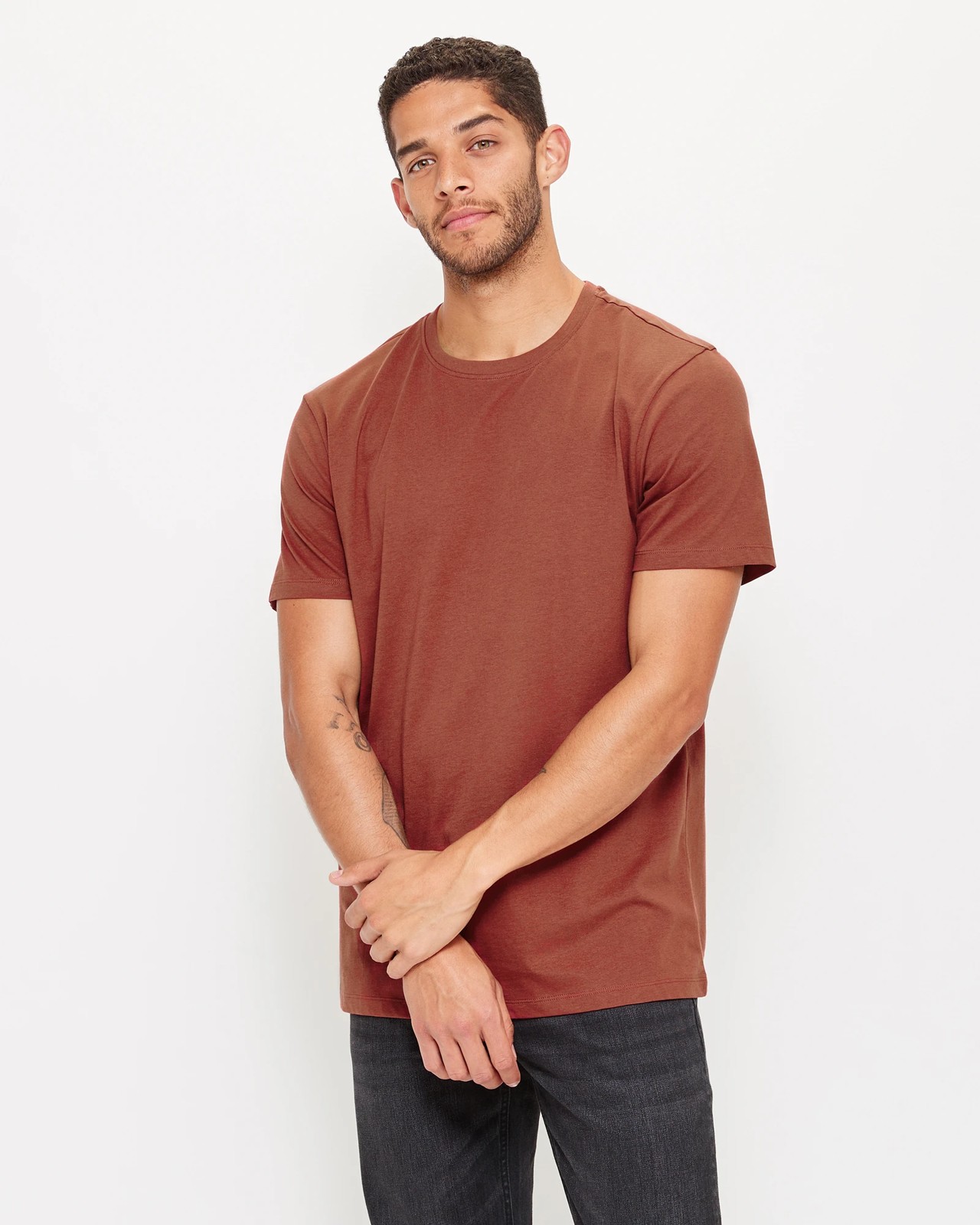 Burgundy Cotton Crew Neck Regular Fit T-Shirt