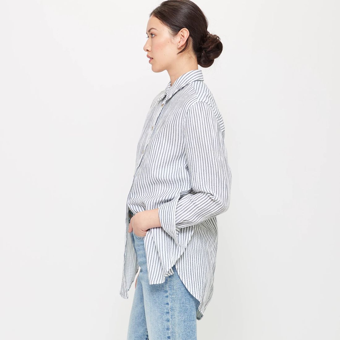 Courtney Shirt - Navy Blue Stripe | Target Australia