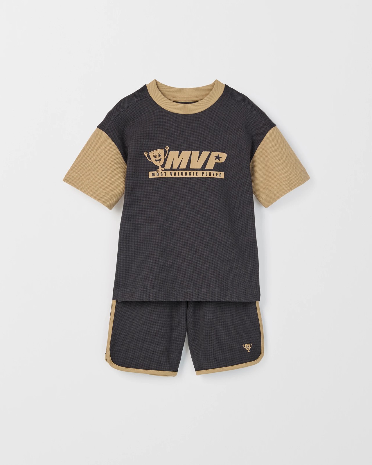 Australian Cotton Textured T-Shirt and Shorts 2 Piece Set - Phantom 5 of 5