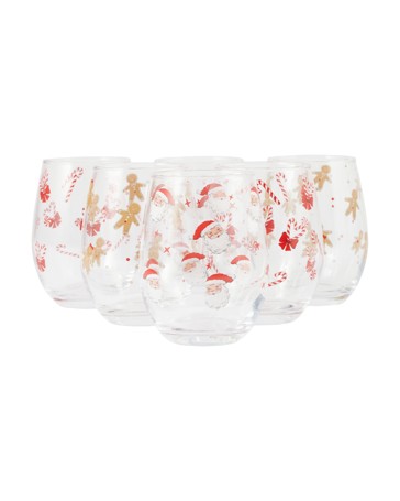 Anko 6 Novelty Stemless Glasses