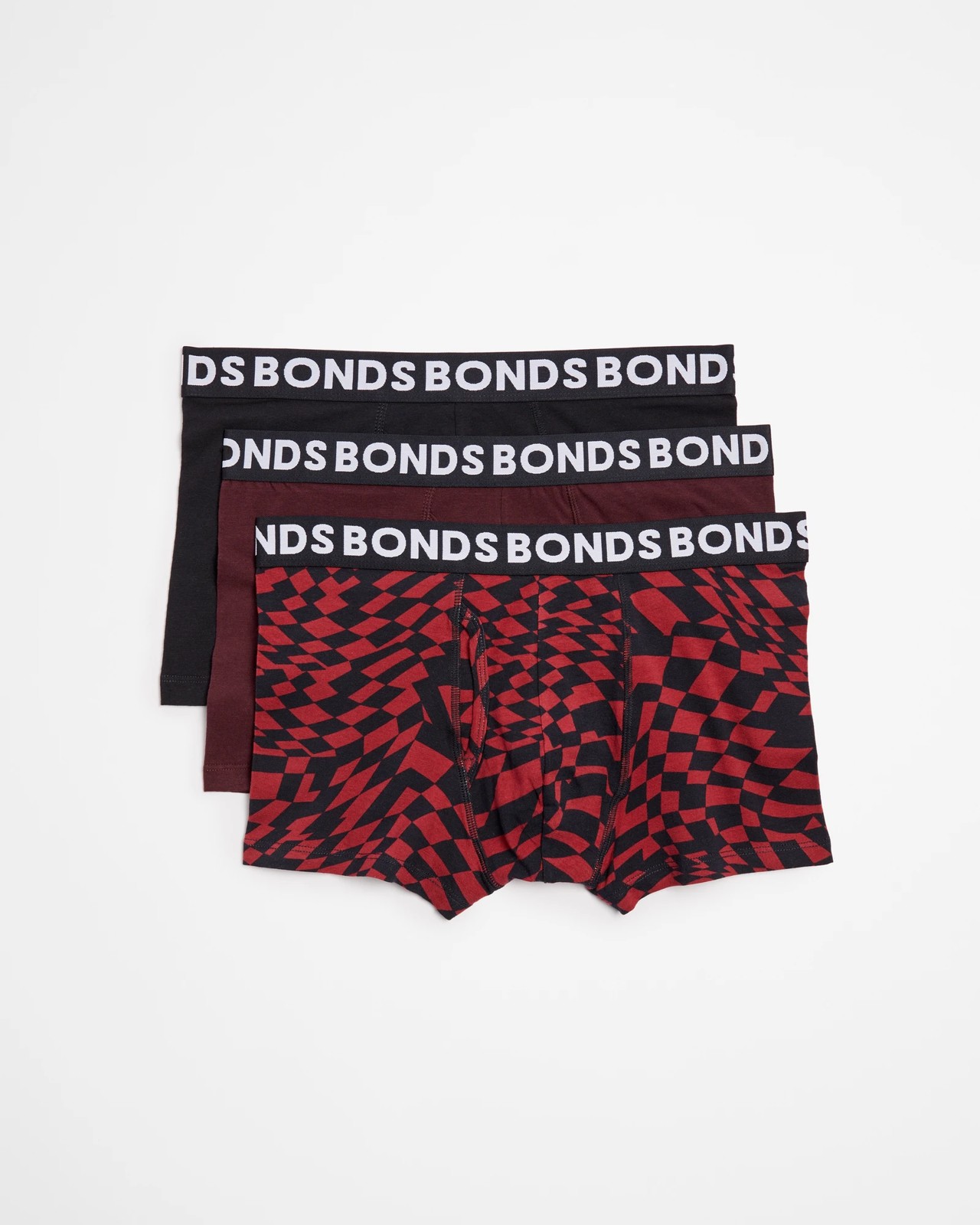 3 PACK MENS BONDS FLY-FRONT TRUNKS UNDIES SHORTS