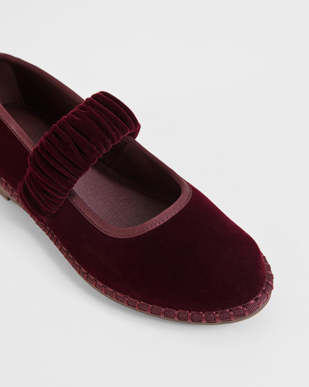 Velvet Mary Jane Ballet Flats - Suzette - Burgundy 3 of 3