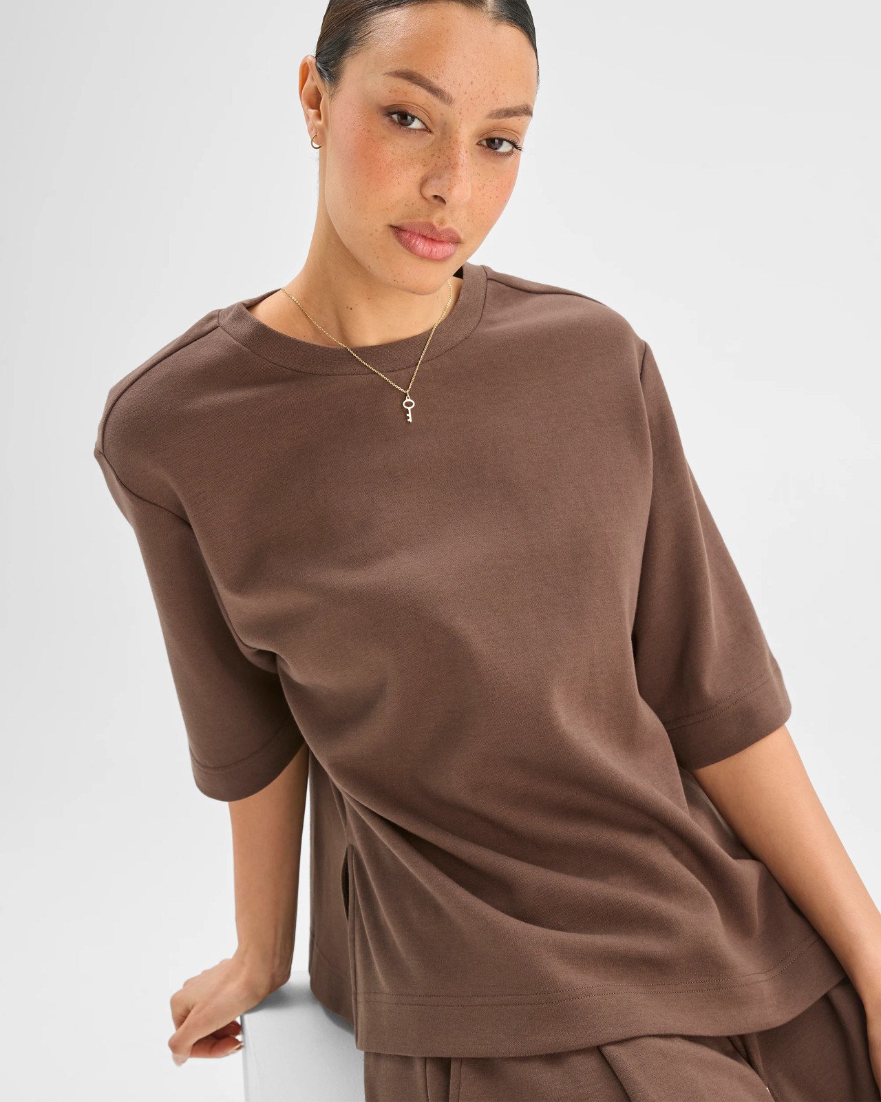 Australian Cotton Blend Oversized T-Shirt - Coffee Bean 3 of 6