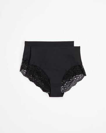 2 Pack Smooth Touch Lace Bonded Waist Full Briefs