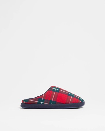 Boys Senior Novelty Christmas Checkered Slipper Scuff