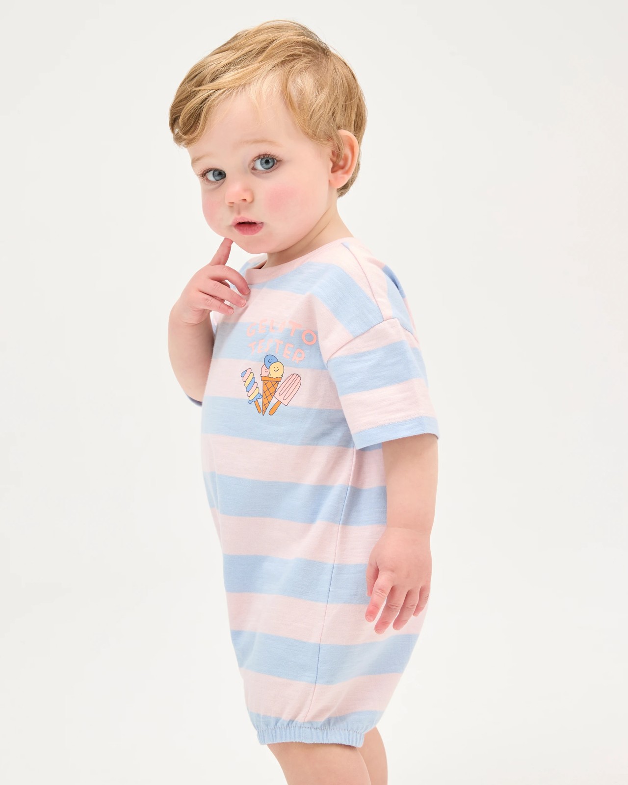 Baby Organic Cotton Slouchy Romper - Pink Tester Stripe 2 of 6