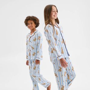 Family Matching Australian Cotton Easter Older Kids Pyjama Set - Bunny Stripe product image