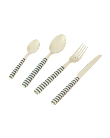 Anko 16 Piece Green and Pink Cutlery Set