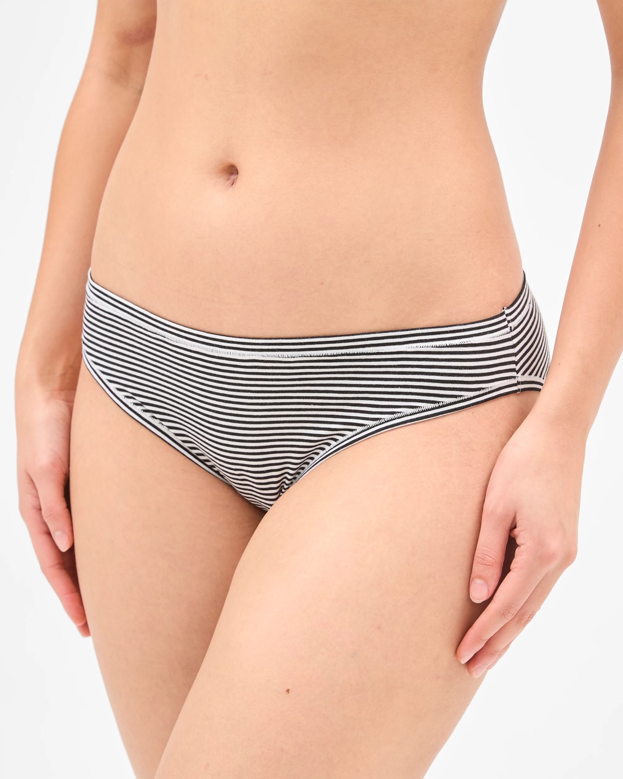 2 Pack Bamboo Bikini Briefs - Black Stripe/Solid Black 3 of 4