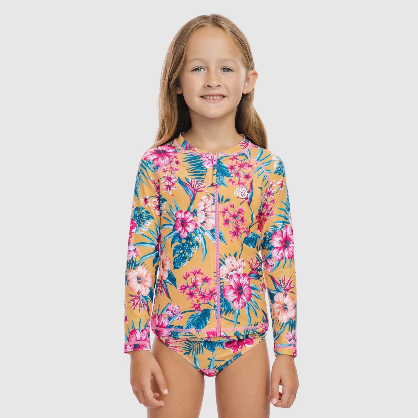 Tropical Print Swimsuit Set 2021 Girls' 2-Piece Sun Protection Rash