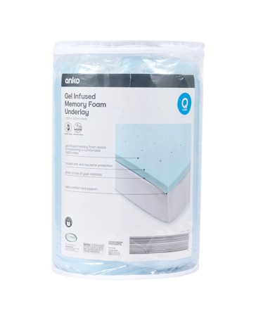 Anko Gel Infused Memory Foam Underlay - Queen Bed