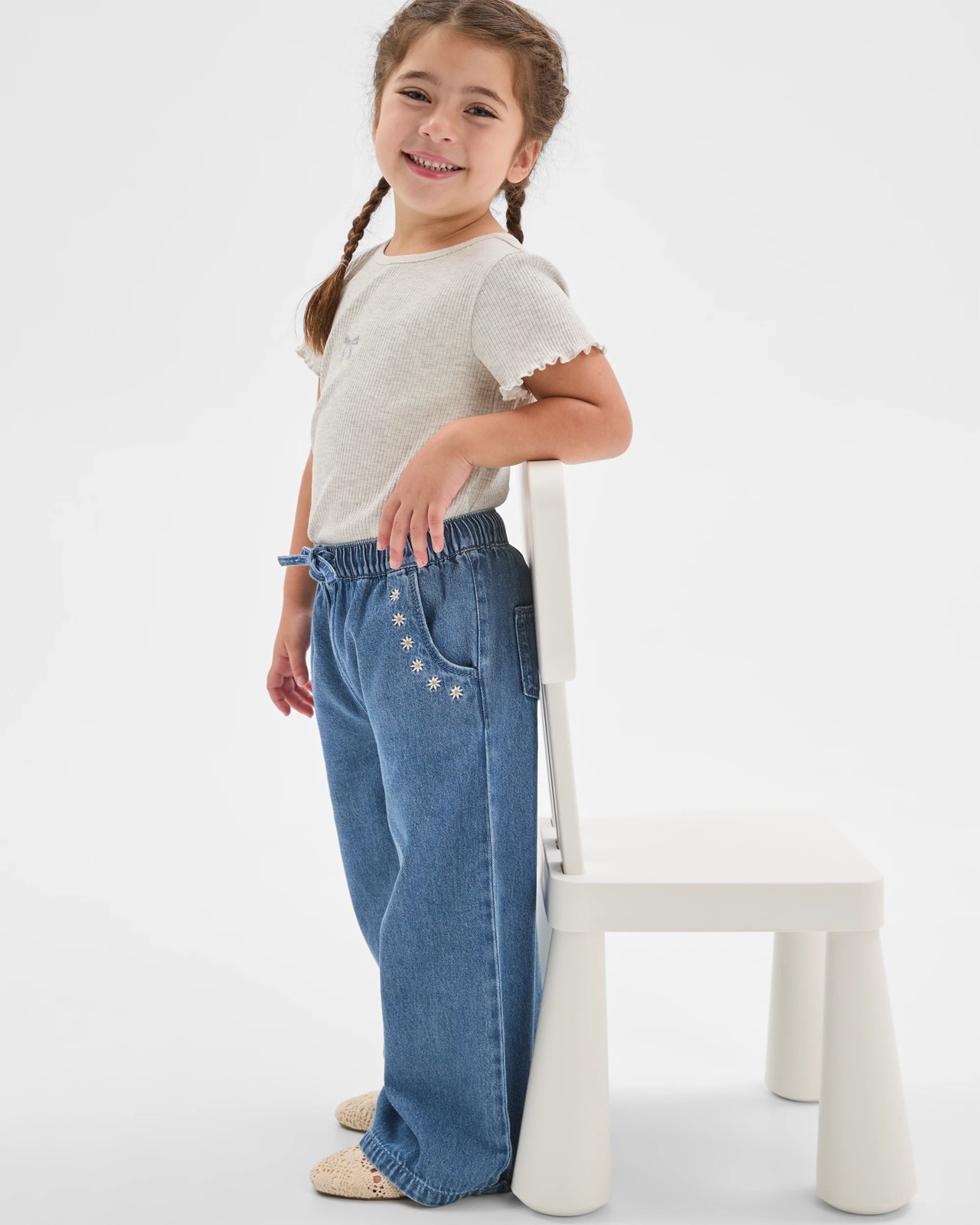 Wide Leg Denim Jeans - Mid Wash 2 of 6