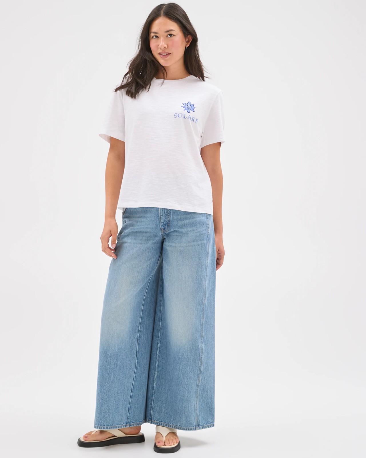 Australian Cotton Step Hem Boxy Crop T-Shirt - Solare White 2 of 5