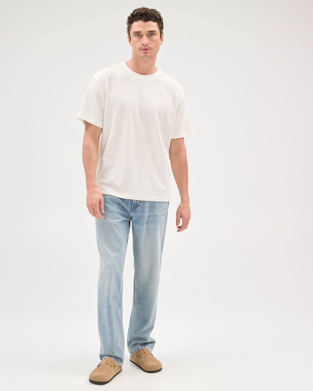 Australian Cotton Fashion Textured T-Shirt - Cloud Dancer 2 of 5
