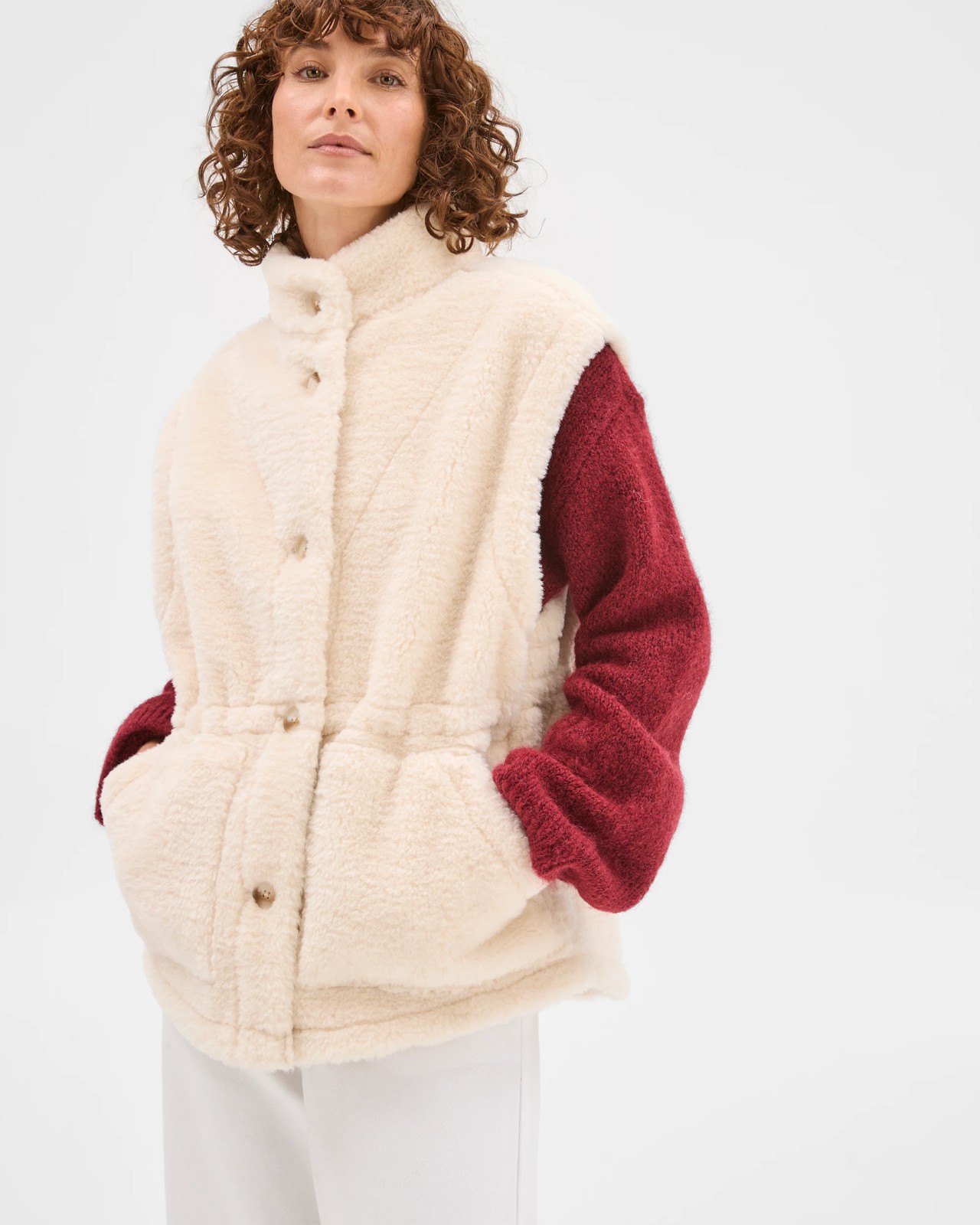 Sleeveless Shearling Vest 3 of 6
