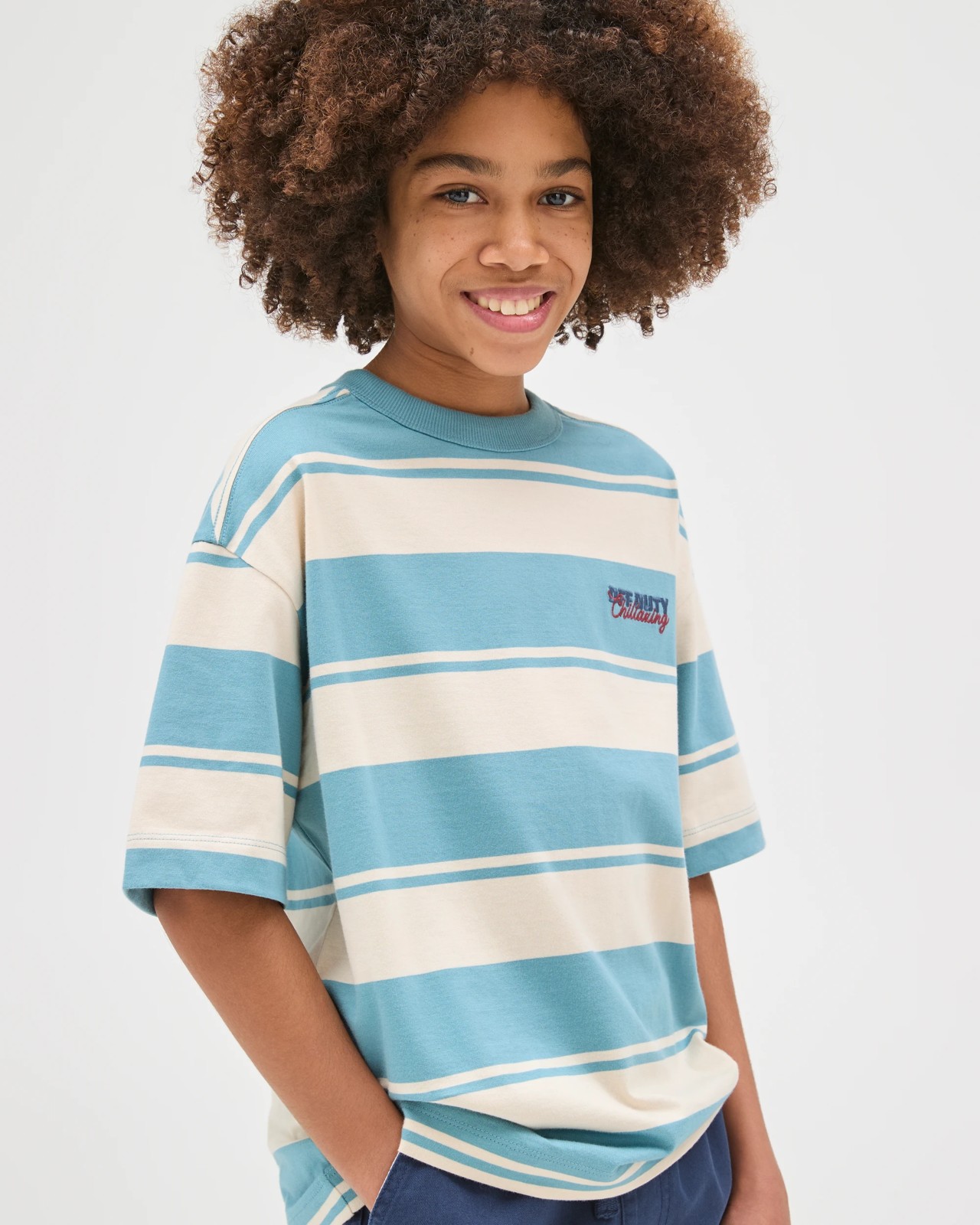 Australian Cotton Oversized Striped T-Shirt - Multi 2 of 6