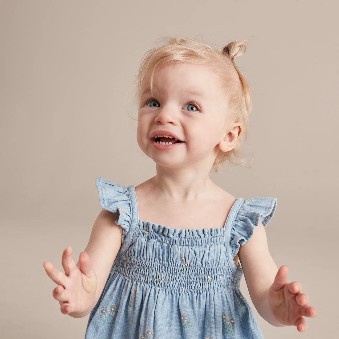 Baby Linen Blend Floral Chambray Dress Target Australia