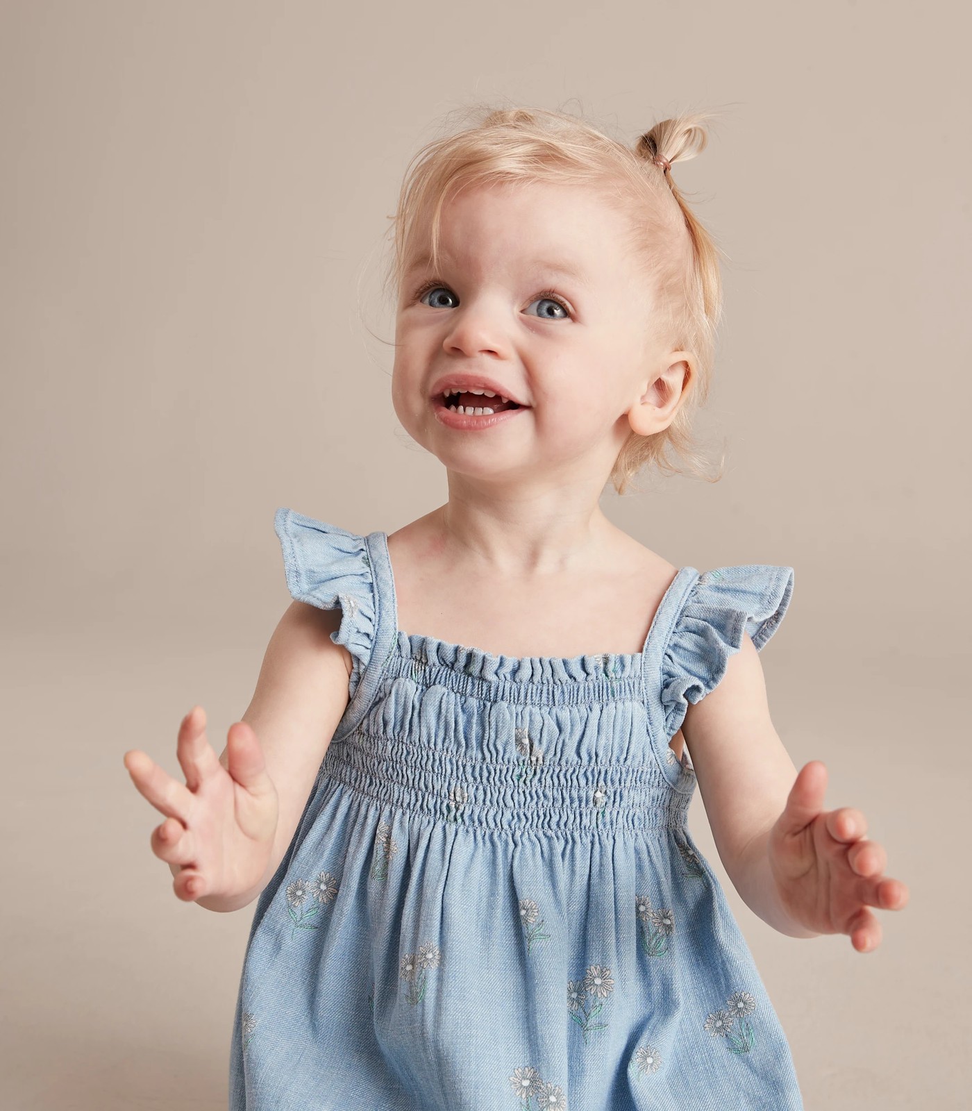 Baby Linen Blend Floral Chambray Dress Target Australia