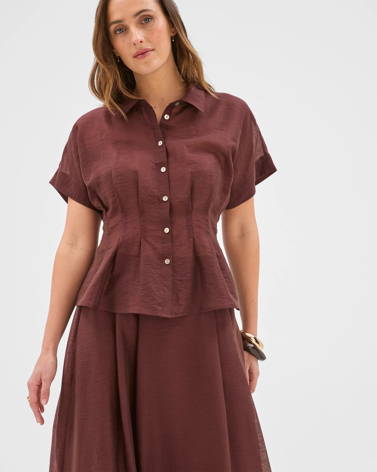 Preview Toni Panelled Midi Skirt - Dark Chocolate 4 of 5
