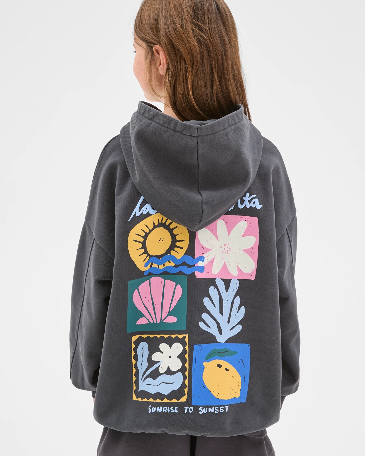 Australian Cotton Blend Fashion Washed Hooded Jumper - Charcoal 2 of 5