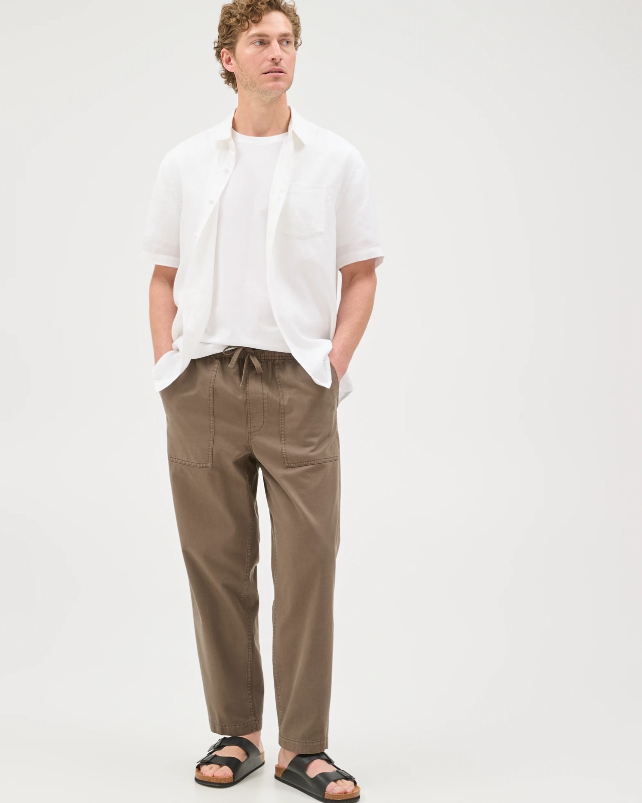 Elastic Waist Beach Pants - Black Olive 5 of 6