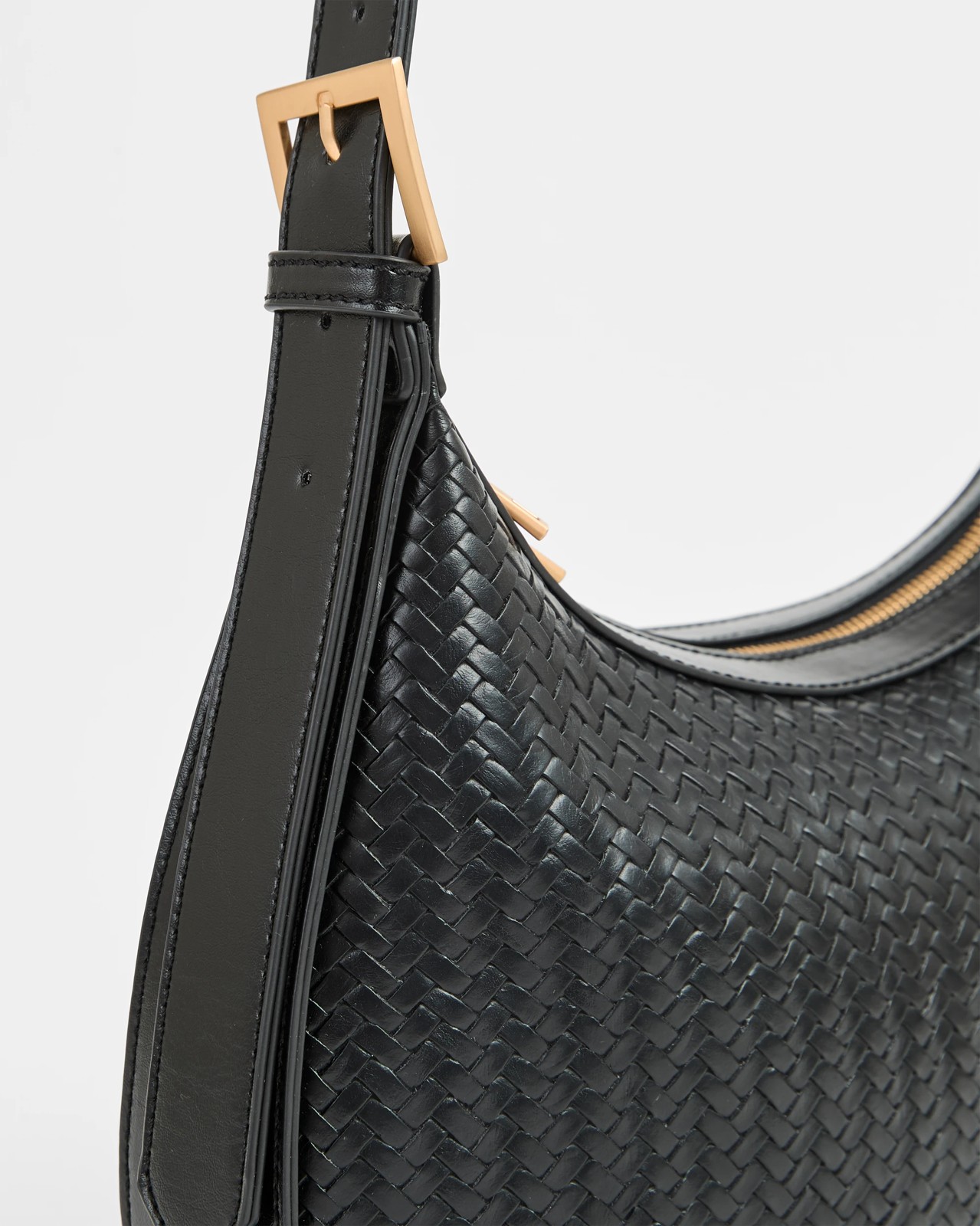 Embossed Weave Shoulder Bag - Black 2 of 2
