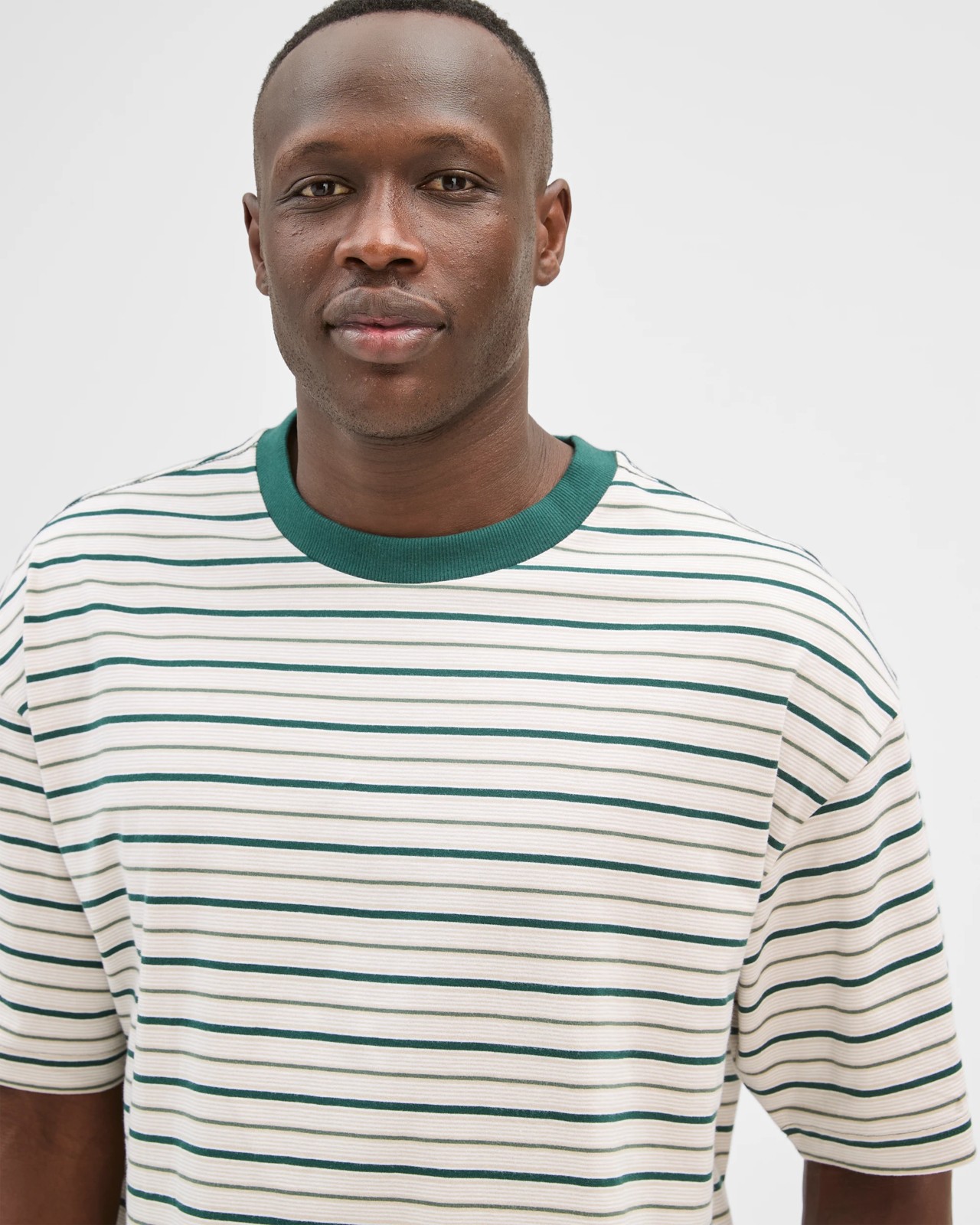 Commons Australian Cotton Stripe T-Shirt - Green Stripe 5 of 6
