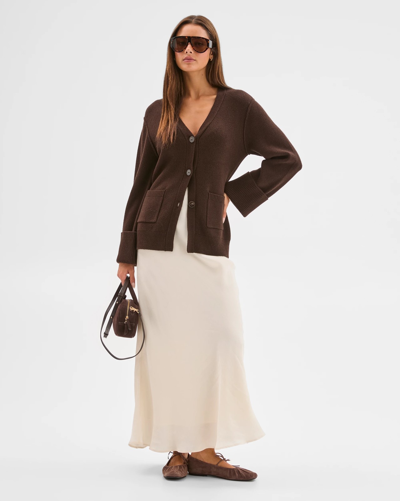 Lily Loves Australian Cotton Blend Longline Cardigan - Truffle 2 of 6