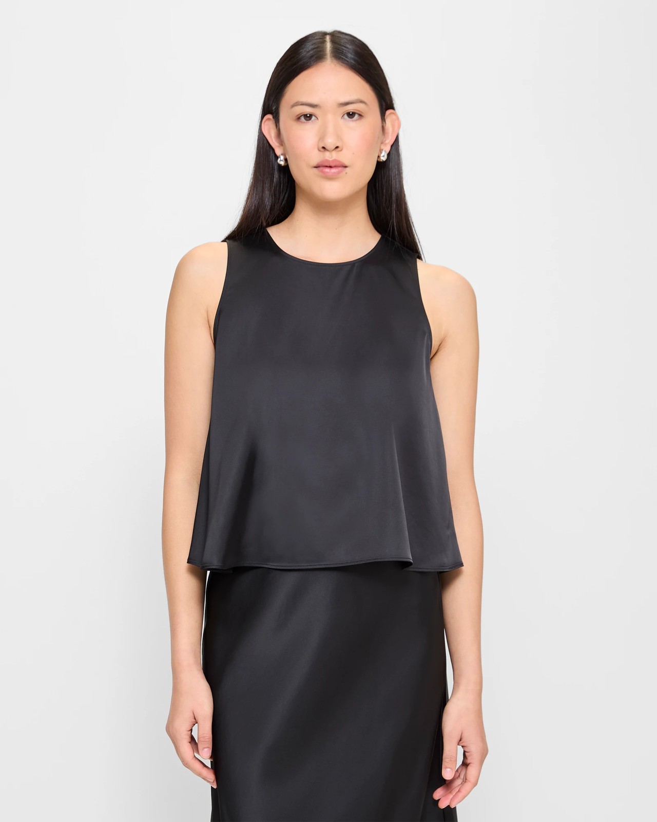 Sleeveless Satin Shell Top Preview Black Target Australia