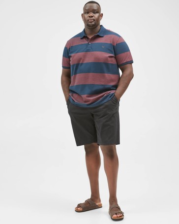 Plus Size Australian Cotton Block Stripe Polo Top