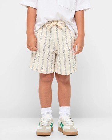 Textured Cotton Volley Shorts