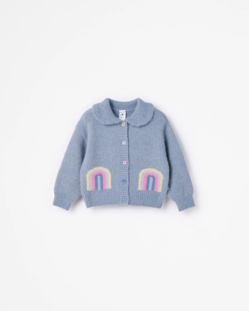 Intarsia Collared Knit Cardigan