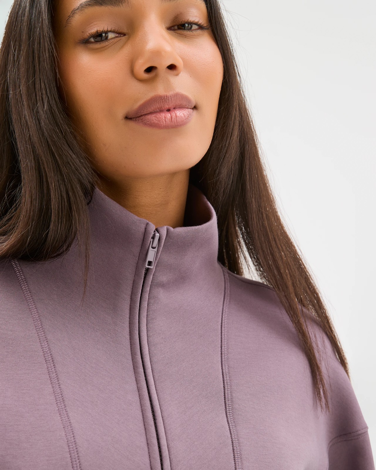 Australian Cotton Blend Cocoon 1/4 Zip Fleece Jumper - Plum 3 of 6
